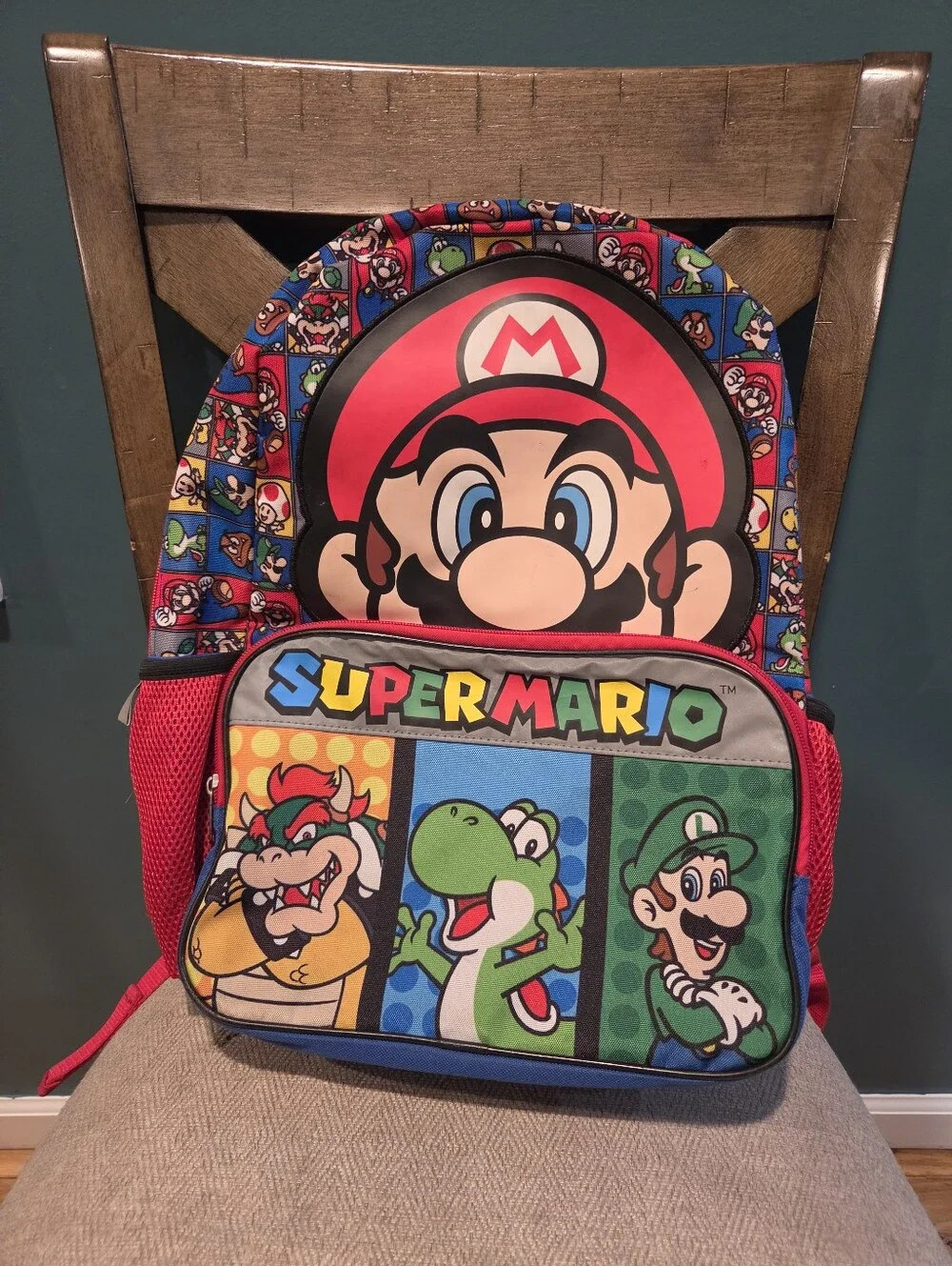 Nintendo Super Mario Kids Backpack in Red, Blue & Green